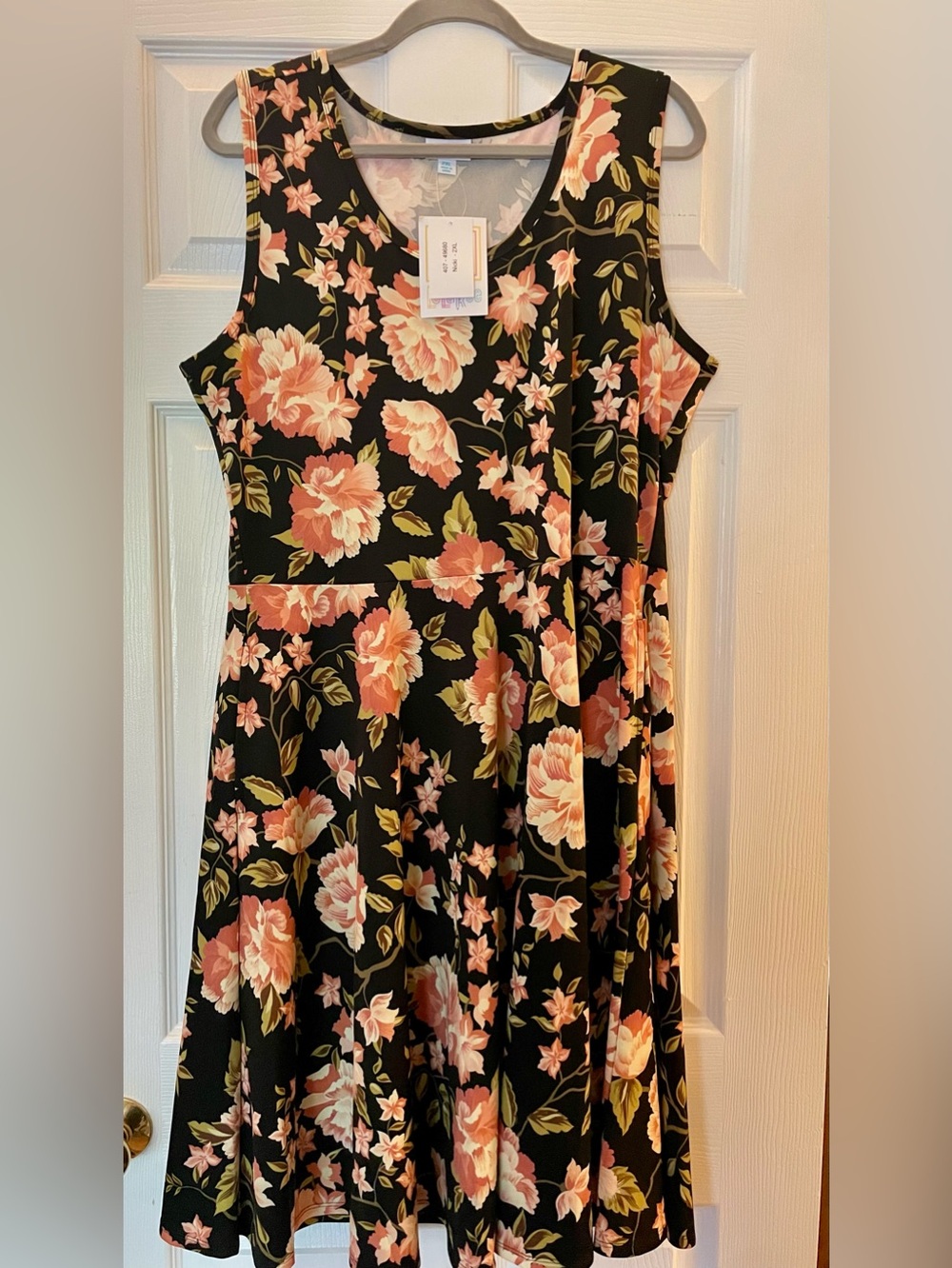 LuLaRoe Black Floral Sleeveless Fit & Flare Dress